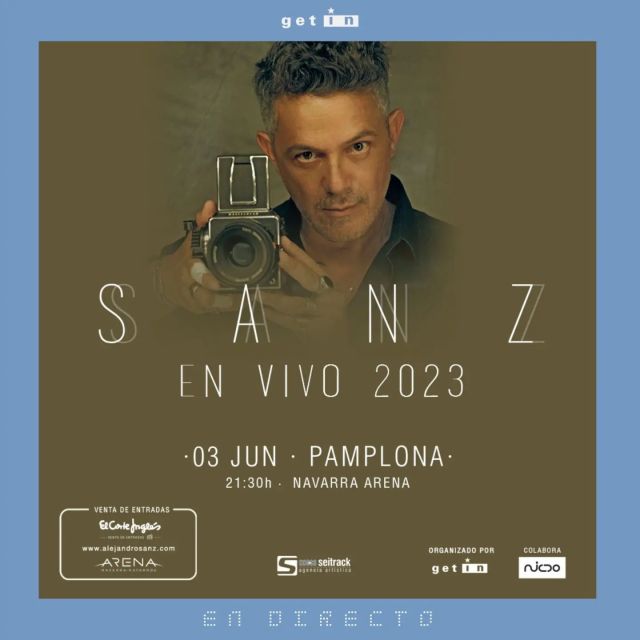 @alejandrosanz arrancará su gira "Sanz en Vivo" el 03 de junio en el Navarra Arena de Pamplona. 🌟 Única fecha en Navarra y País Vasco. Entradas a la venta el próximo martes 29 en @elcorteingles y @navarrarenaoficial 
#alejandrosanz #SanzEnVivo #conciertospamplona