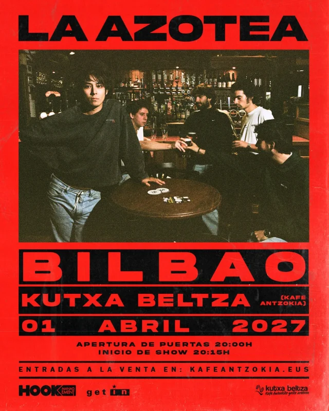@la.azotea.band regresa a las salas con una nueva gira de presentación de su nuevo disco. Un tour en el que están revolucionando los escenarios con un directo explosivo, cercano y lleno de actitud 🔥

Una noche para disfrutar en la sala Kutxa Beltza del @kafe_antzokia de Bilbao con sonidos que recuerdan a los inicios de Pereza, Los Zigarros y bandas internacionales como Oasis, The Rolling Stones y Dire Straits.

🎟️ Entradas ya a la venta en 👉🏼kafeantzokia.eus